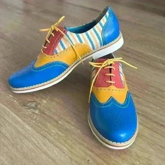 NWOB Casuccio Vincenzo Multicolored Leather Oxfords Women’s Size - 40